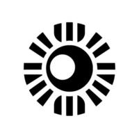 A bold, , black and white sunlike emblem with concentric circular and radial lines, minimalist . vector