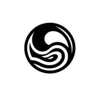 Intricate Yin Yang Inspired Symbol in a Circle, Black and White Organic Wave . vector