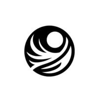 Abstract black and white circular with a white circle in the center, representing growth, balance, and harmony. vector
