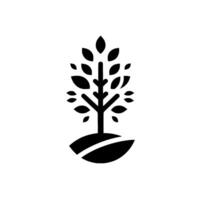 Minimalist Black and White Tree Silhouette on a White Background, Depicting Nature, Growth, and Simple . vector