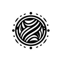 Circular Black and White with Interwoven Ribbons and Decorative Border Elements, Isolated on White. vector
