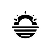 Minimalist Black and White A Stylized Sun or Planet , Composed of Curved Lines, Dots, and Horizontal Bars, Set Against a Plain White Background. vector