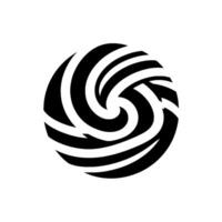 Abstract Geometric Black and White of Spiraling Strips Forming a Spherical Composition on a Plain White Background. vector