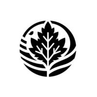 Intricate Black and White Featuring a Leaf Within a Circle, Evoking Nature and Organic , Abstract and Minimalist. vector