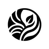 Abstract Black and White Circle Featuring Organic Forms Leaves and Flowing Lines, Representing Nature and Harmony. vector