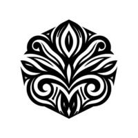 Intricate black and white symmetrical floralinspired geometric with flowing lines, patterns, and organic shapes on a white background. vector