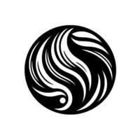 A symmetrical black and white swirling yinyang inspired within a circle, creating a balanced abstract composition. vector