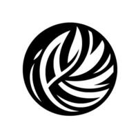 Circular Black and White Abstract Leaf , Bold Silhouette with Natural Organic Form, Illustration. vector