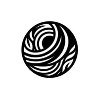 Intricate Black and White Circular Stylized Floral Motif with Flowing Lines and Negative Space, Presented Against a Plain White Background. vector
