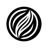 A stylized, monochromatic of a circle framing a dynamic interplay of curved, parallel white lines on a black background, suggestive of motion. vector