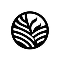 A minimalist, circular depicting a stylized tree with radiating lines, representing growth and natures harmony. vector