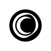 Bold, minimalist featuring a black and white circular with a crescent moon motif, radiating a sense of modern simplicity. vector