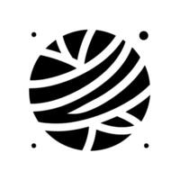 Geometric monochrome artwork featuring a stylized yarn ball with intersecting lines and small dots, minimalist composition. vector