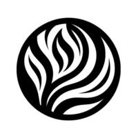 A minimalist black and white emblem featuring a dynamic, stylized of curved, flowing lines within a circular frame. vector