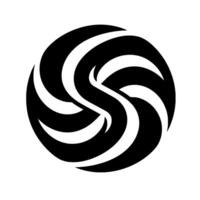 A symmetrical, swirling featuring an interconnected black and white resembling a stylized spiral or vortex on a white background. vector