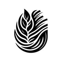 Bold Black and White Leaf A Minimalist Composition of Organic Curves and Linear Elements Resembling a Natural Embrace. vector