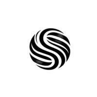 Abstract spherical featuring bold, black brushstrokestyle lines creating a flowing, interconnected S shape against a clean white background, with subtle shadow. vector