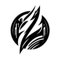 Bold Black and White Geometric Silhouette Within a Circle, Abstract with Sharp Angles and Lines, Suitable for a or Emblem. vector