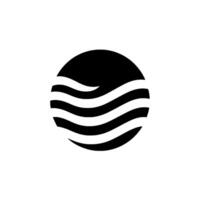 Minimalist circular featuring black and white flowing wave pattern, abstract representation of water or fluidity. vector