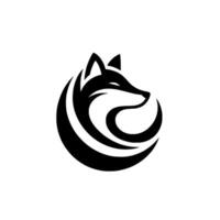 Sleek Black and White Depicting a Stylized Fox Profile Encircling Itself, Exuding Modernity and Simplicity. vector