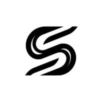 A bold, stylized S in black with flowing curves and a minimalist against a stark white background, conveying simplicity. vector