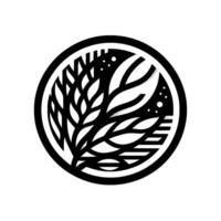 Stylized Black and White Floral within a Circle, Geometric Leafy Arrangement with Abstract Elements and Gradient Effect. vector