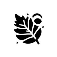 A stylized black and white of a leaf, possibly abstract, with detailed veins and fragmented edges, set against a stark white backdrop. vector