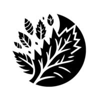 Elegant Black and White Circular of a Leafy Composition with Various Leaf Shapes and Textures, Evoking Nature and Simplicity. vector