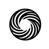A striking, minimalist composition featuring a black and white spiral vortex against a plain white backdrop. vector