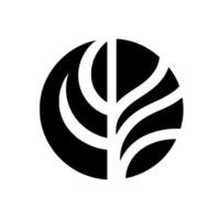 Abstract Black and White A stylized leaf composed of curved lines within a circle, set against a stark white background, evoking a sense of modern simplicity. vector