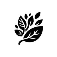 A stylized, minimalist illustration featuring a cluster of black leaves on a white background, representing growth and natures elegance. vector