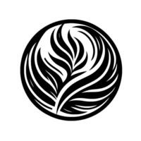 Black White Circular of Abstract Leaf , Art, Minimalist Floral Motif, Decorative Round Emblem. vector