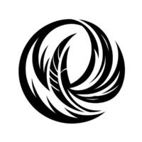 Abstract black and white of swirling curves and sharp elements, forming a stylized organic shape suggestive of growth and dynamism against white background. vector