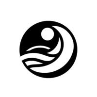 Abstract circular representing flowing water and sun, showcasing simplicity and a harmonious balance within a black and white . vector