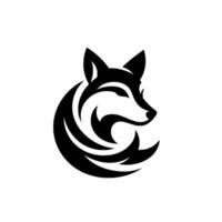 Stylized Black and White Wolf in a Circular Swirl with Minimalist Aesthetics, and Modern appeal. vector