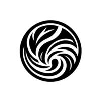 Minimalist Black and White Swirl in a Circular Frame, Featuring Flowing, Abstract Lines on a Blank Canvas. vector