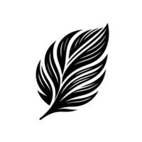 Bold Black and White Illustration of a Stylized Leaf, Featuring Striking Lines and Contrasts Against a Pristine White Background. vector