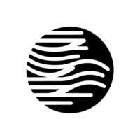 Abstract Black Circle featuring white, curved lines suggesting water movement, against a white background. Modern minimalist . vector