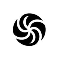 A minimalist, abstract, black and white swirling , resembling a stylized spiral or vortex within a circular form, set against a plain, lightgrey background. vector
