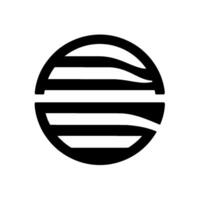 Minimalist Black and White Emblem A circular featuring horizontal and curved lines creating a and abstract composition. vector
