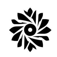 Bold Black White Floral with Circular Core Petal Arrangement on Clean White Backdrop, Modernist . vector