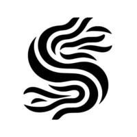 Abstract monochrome of interwoven, curved black stripes, creating a dynamic, stylized shape resembling a flowing S against a clean white background. vector
