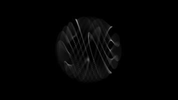 Black and white energy magic sphere round hi-tech light digital ball space planet star made of futuristic light rays lines and energy particles. White orb. Abstract background. Monochromatic video
