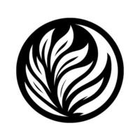 Elegant Black and White Emblem A stylized botanical of flowing leaves within a circular frame, emphasizing harmony. vector