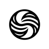 Elegant Black and White Circular Intertwined, Fluid Shapes within a Bold, Circle, Minimalist Concept on White. vector