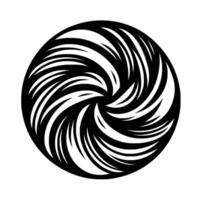 A swirling, minimalist monochrome featuring a circular motif with radiating, curved black and white elements, evoking movement and energy. vector