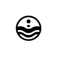 A minimalist depicting a stylized person in a water environment, represented by a circle, two dots, and wavy lines. vector