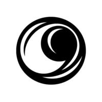 Stylized Abstract Emblem A Black and White Geometric with Crescent and Circle Elements, Resembling a Symbol or . vector