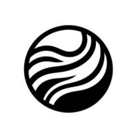 Abstract Black and White Circular Featuring Fluid, Wavy Lines, Suggesting Motion and Energy on Clean White Background. vector