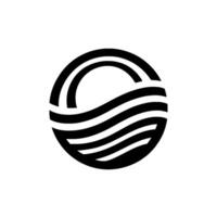 Abstract black and white features a circle containing wavy and arching lines, creating a stylized, modern aesthetic. vector